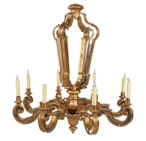 A Minton-Spidell Giltwood Seven-Light Chandelier