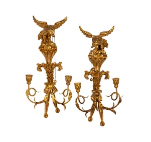 A Pair of Italian Carved Giltwood Sconces