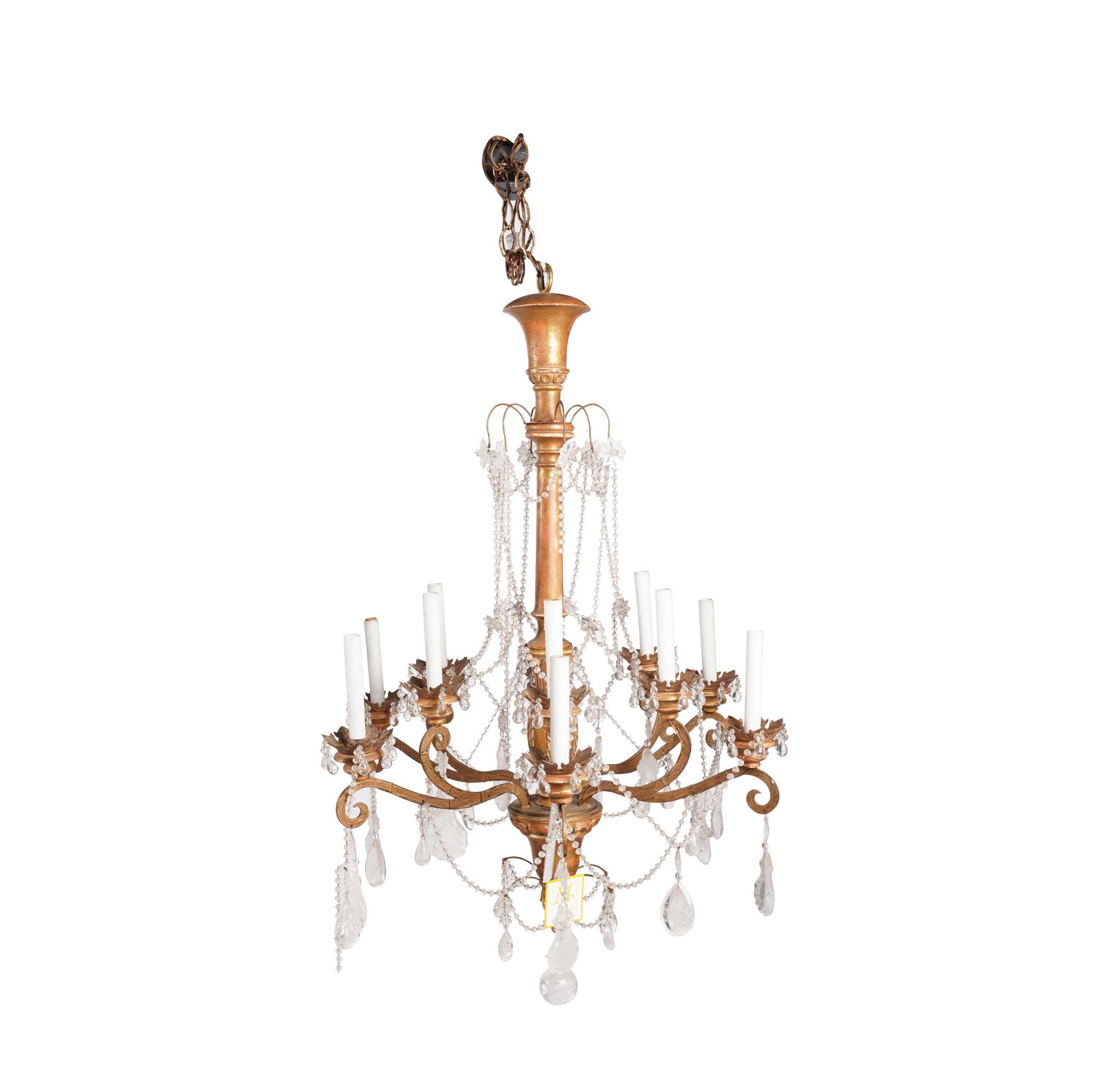 A Minton-Spidell Giltwood and Crystal Chandelier: with twelve lights 46 x 31 in. (116.8 x 78.7 cm.)