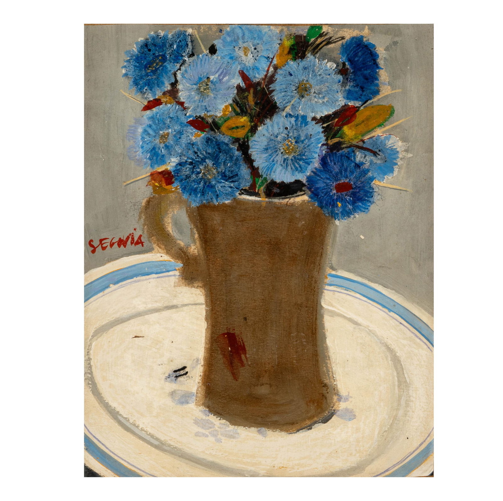 Andre Segovia (1929-1996): Still Life with Blue Flowers (1 of 8)