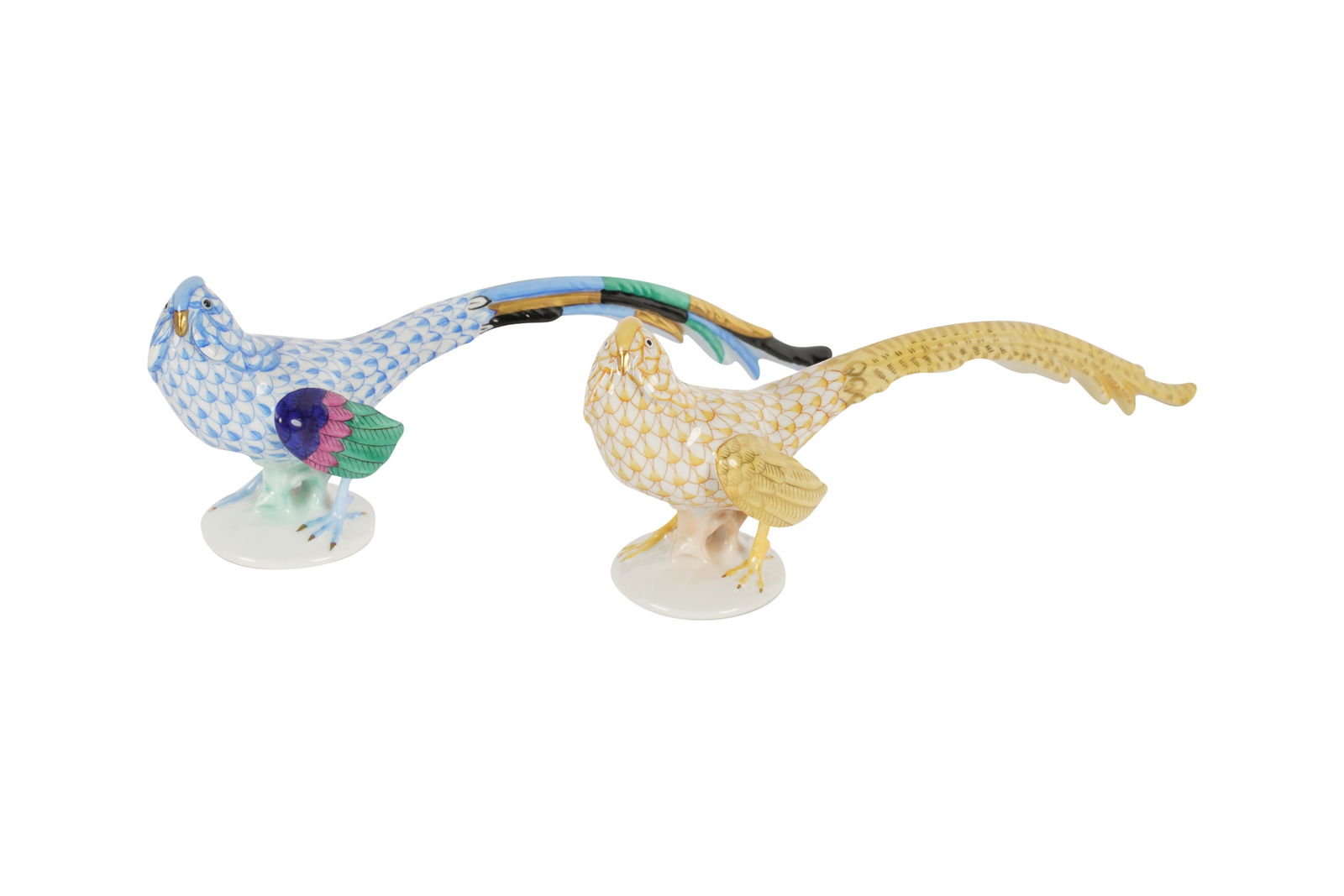 Two Herend Fishnet Porcelain Bird Figures (1 of 5)