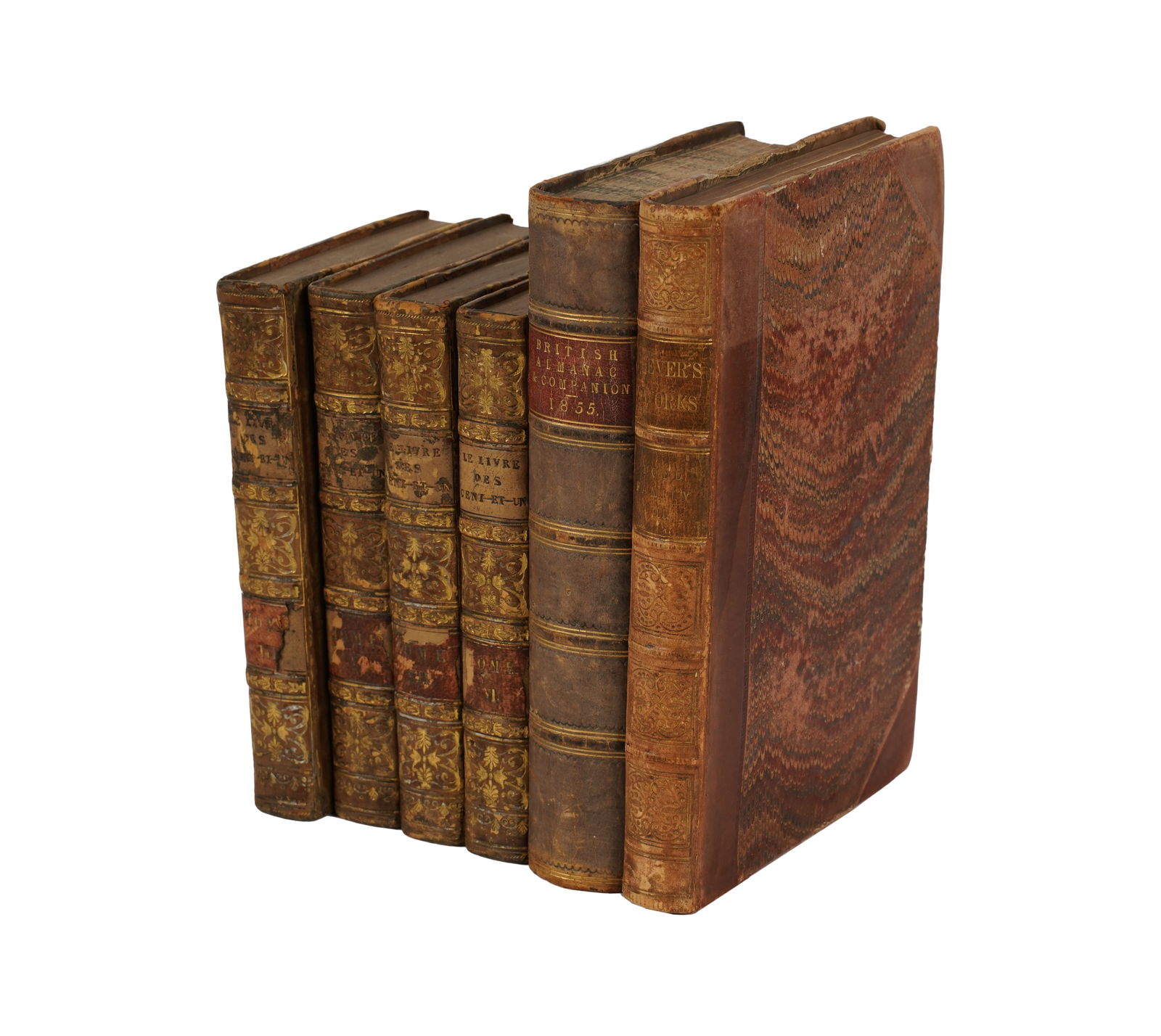 A Group of Antique Leather-Bound Books (1 of 10)
