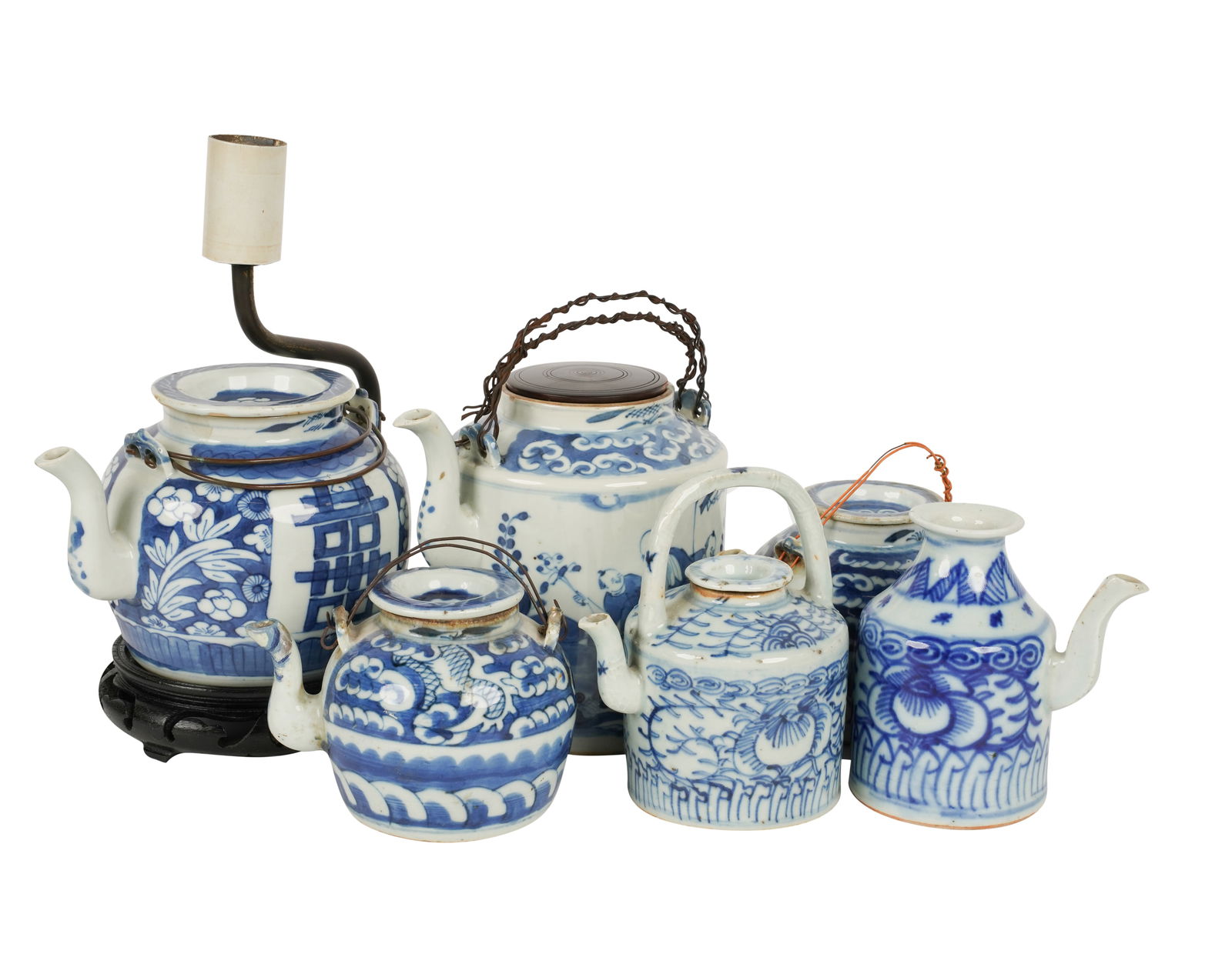 Six Chinese Blue and White Porcelain Teapots (1 of 7)