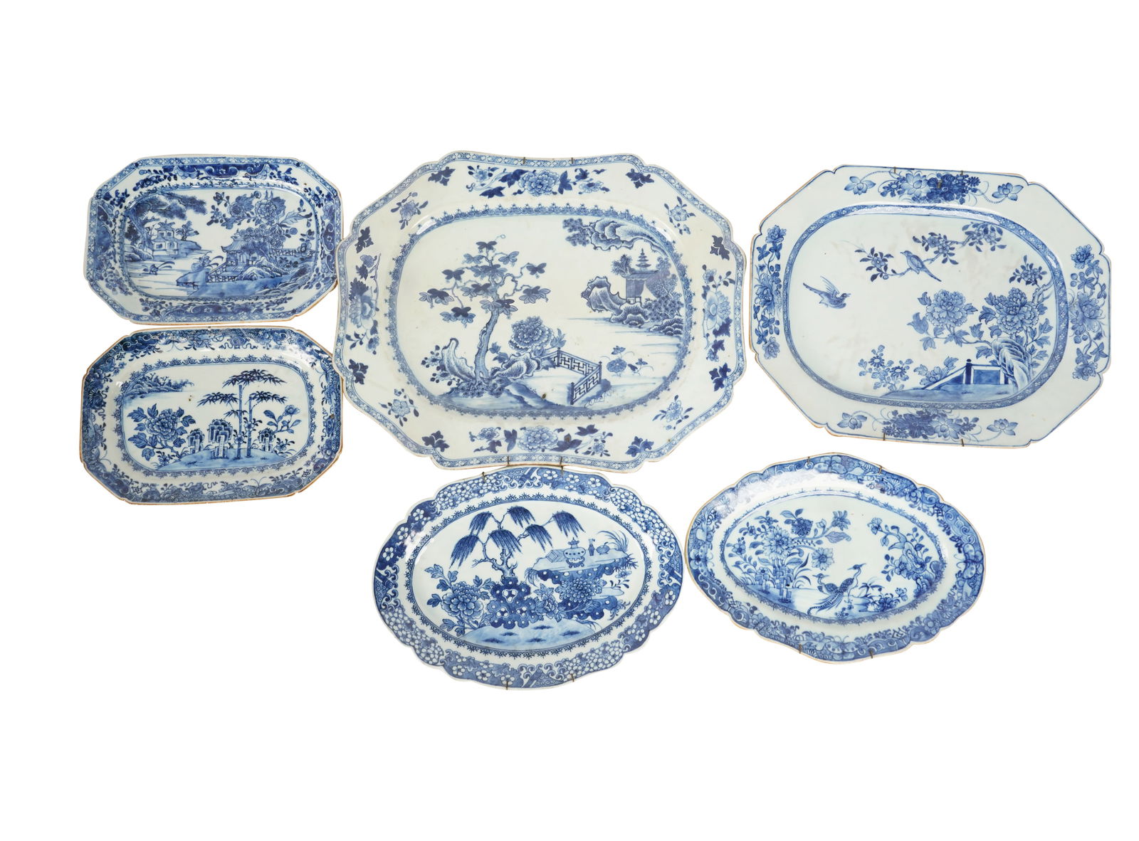 A Group of Chinese Blue and White Porcelain Platters (1 of 9)
