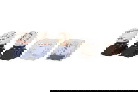 A Collection of Signed Baseballs: comprising five total signed balls