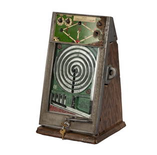 A 1930's Tabletop Arcade Baseball Game: "Miniature Baseball World Champion" 17 x 10 x 9 in. (43.2 x 25.4 x 22.9 cm.)