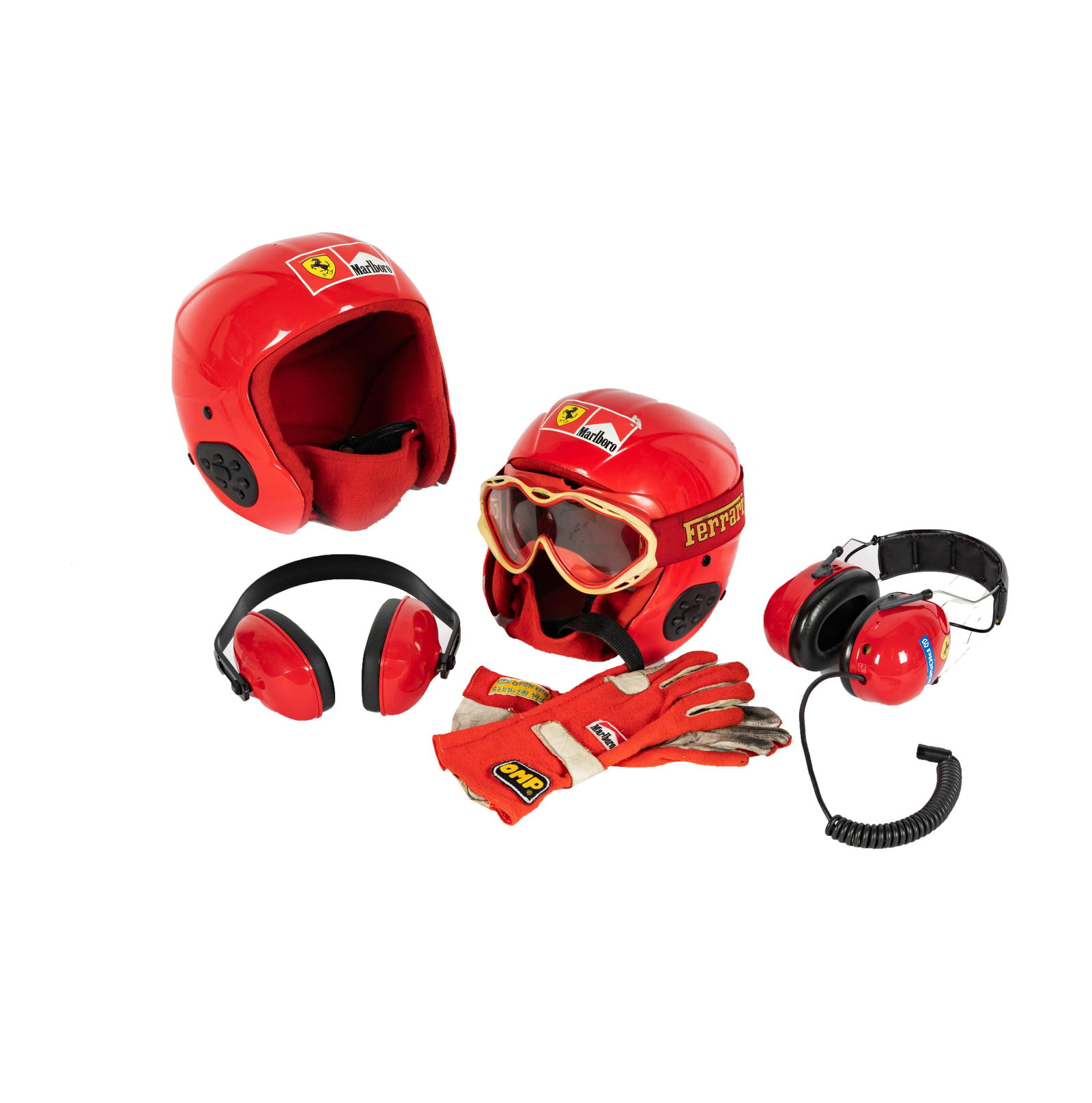 Ferrari Pit Crew Helmets, Goggles, Gloves and Two Headsets (1 of 15)