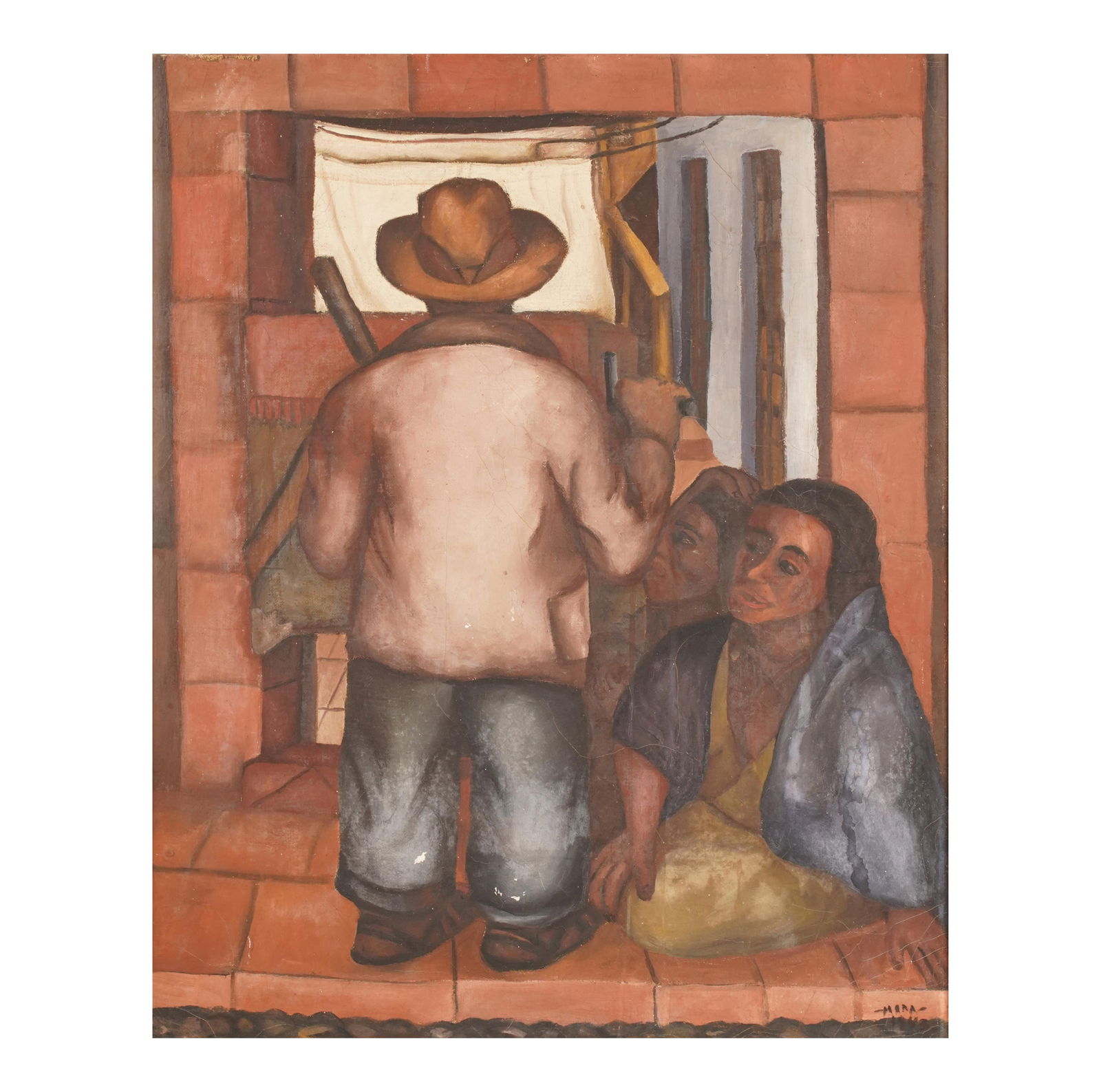 Mexican School: Figures in a Doorway (1 of 9)