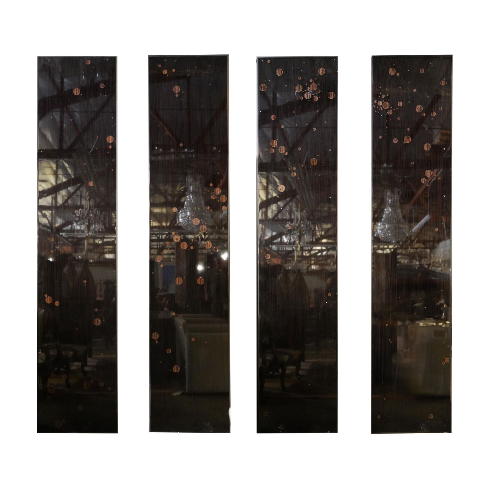 A Set of Four Decorative Lacquered Wood Panels (1 of 9)