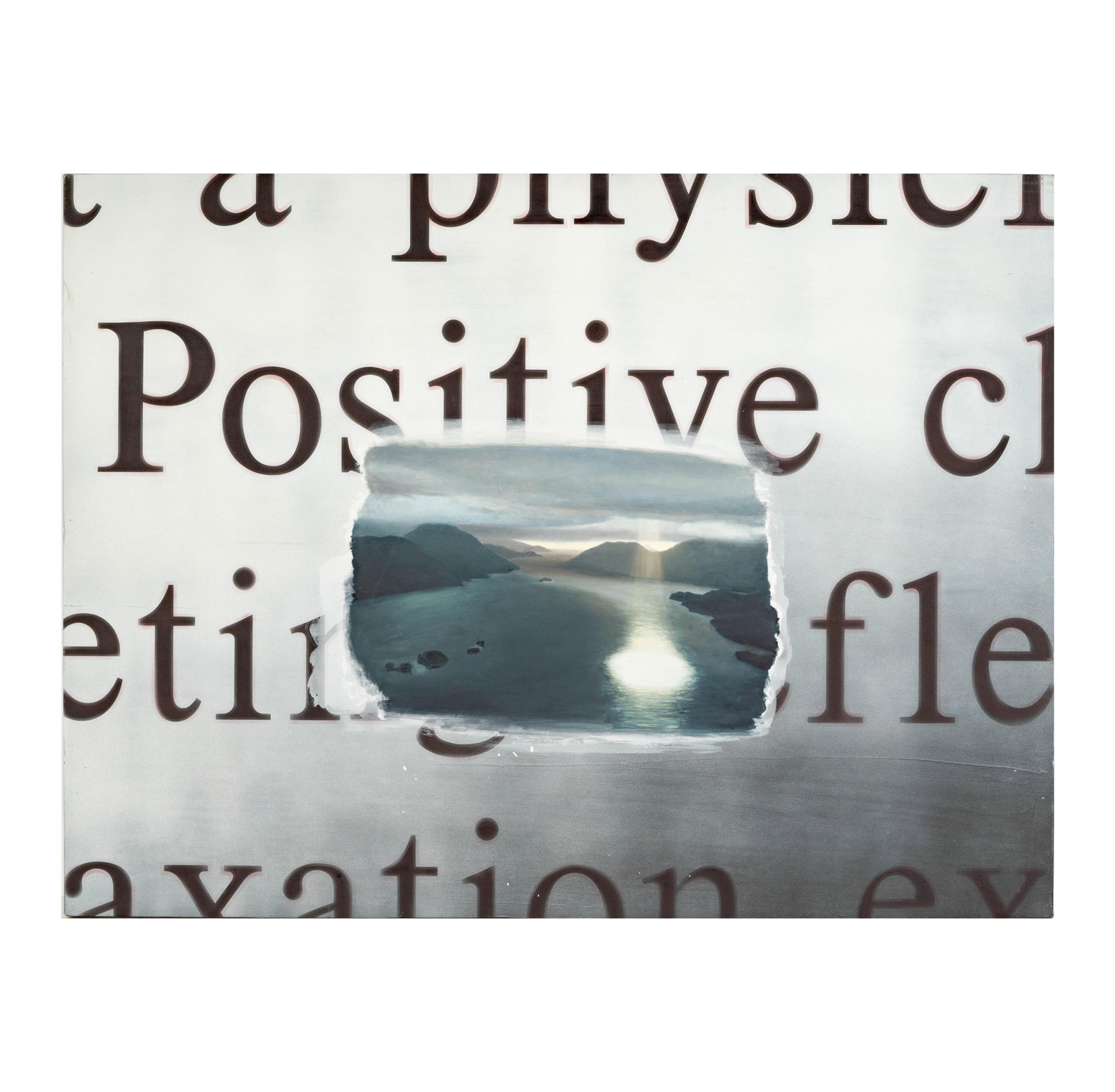Vernon Fisher (B. 1943): Self-Help Text (Positive Change): Vernon Fisher B. 1943 Self-Help Text (Positive Change) acrylic and oil on canvas 1998; titled and dated to gallery label verso 30 x 40 in. (76.2 x 101.6 cm.) Provenance: Private Collection, Bel-Air CA