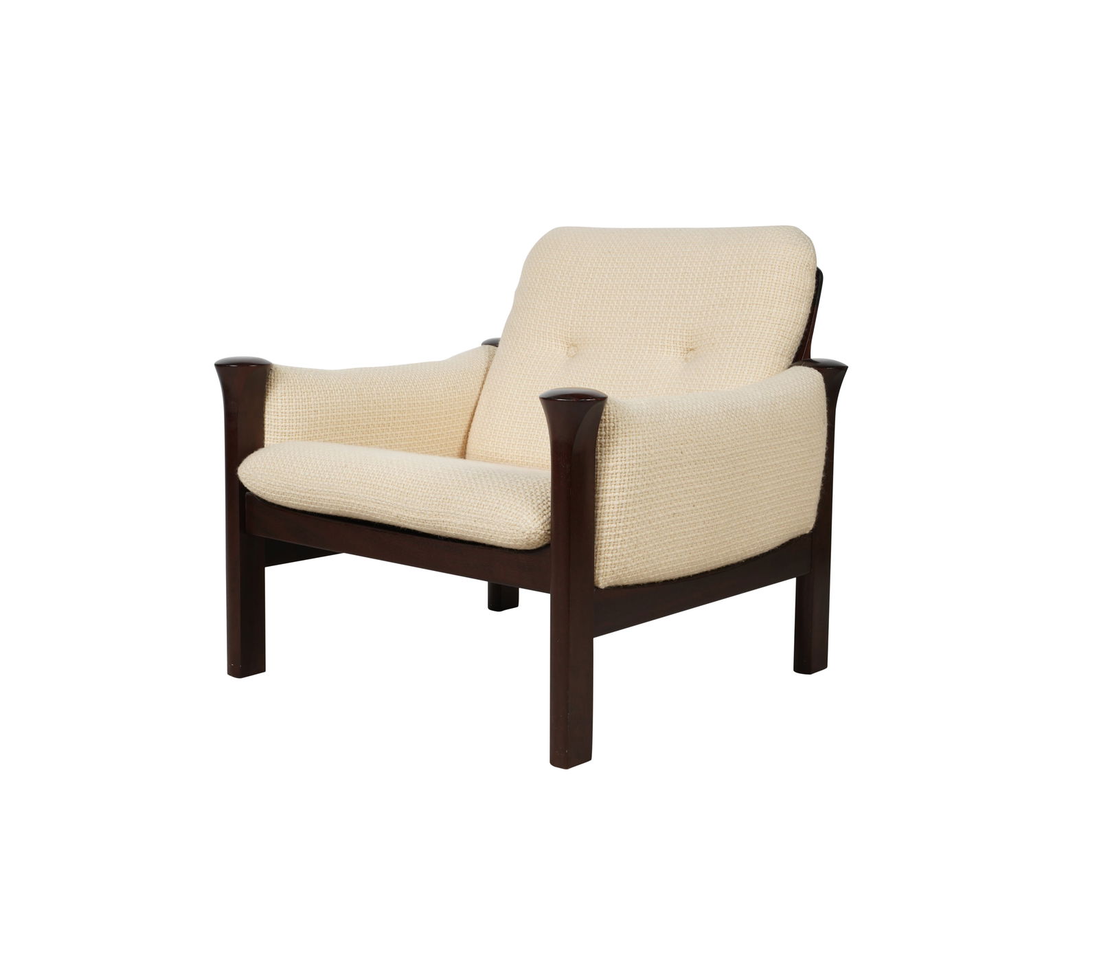 Arne Vodder: Lounge Chair: Cado, Denmark, 1970s; mahogany, fabric; with manufacturer's label to seat frame 29 x 30 x 29 in. (73.7 x 76.2 x 73.7 cm.), Seat height: 15 in. (38.1 cm.) Provenance: Property from an Estate, Newport B