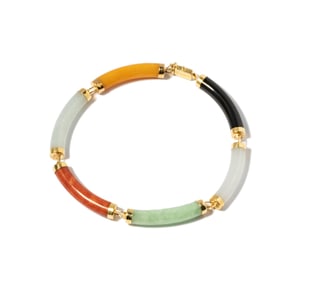 14 Karat Yellow Gold Jade Bracelet
