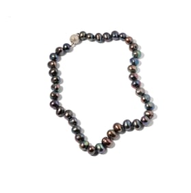 Tahitian Pearl Necklace with 14 Karat White Gold Diamond Gold Clasp