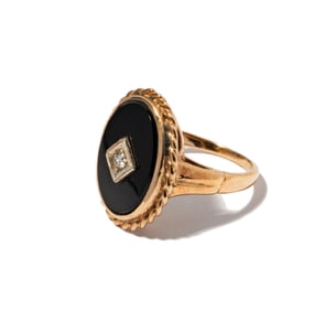 18 Karat Gold Onyx and Diamond Ring