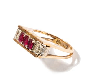 14 Karat Gold, Ruby and Diamond Ring