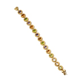 14 Karat Yellow Gold Heart Gem-set Bracelet