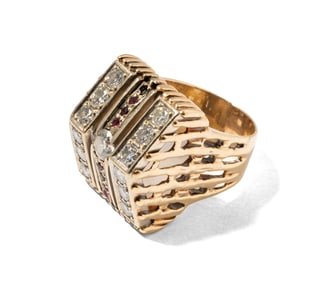 14 Karat Yellow Gold And Diamond Gem-set