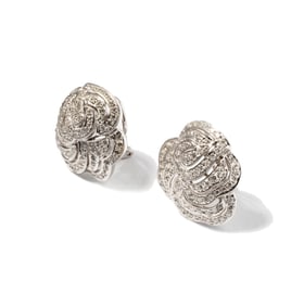 Pair of 18 Karat White Gold and Diamond Earrings