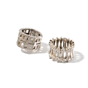 Two 18 Karat White Gold Diamond Articulated Bands