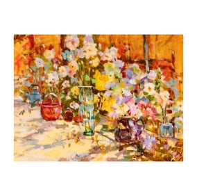 Robert L Davis (Mid 20th Century): Flowers on the Porch