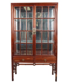 A Chinese Hardwood Vitrine Cabinet