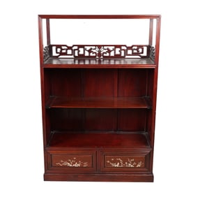 A Chinese Inlaid Hardwood Etagere