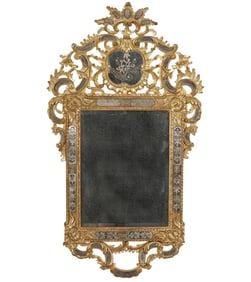 An Italian Rococo-Style Giltwood and Etched Glass Mirror