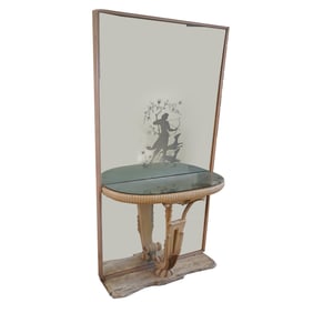 An Art Deco-Style Painted Wood Console Table and Mirror