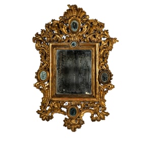 A Baroque-Style Carved Giltwood and Gesso Mirror