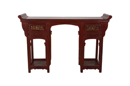 A Chinese Red Lacquered Altar Table