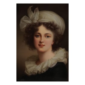 A German Painted Porcelain Plaque After Vigee-Lebrun