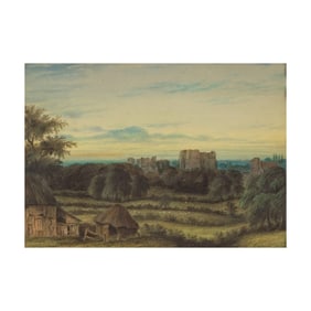 English School (19th Century): Landscape with Distant Ruins