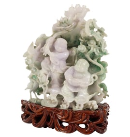 A Chinese Carved Stone Figural Group
