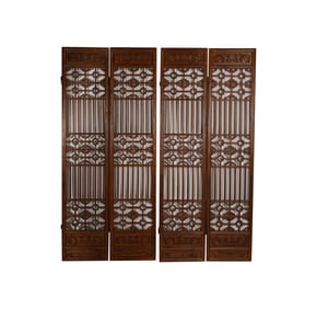A Chinese Four-Panel Carved Wood Openwork Screen