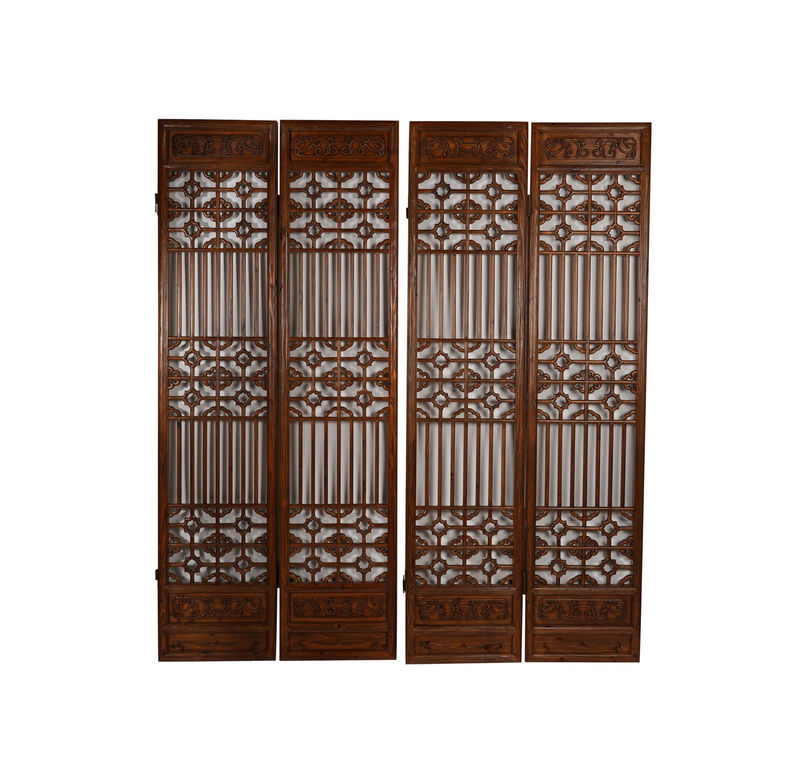 A Chinese Four-Panel Carved Wood Openwork Screen (1 of 8)
