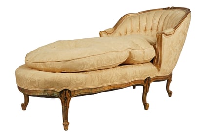 A Louis XV-Style Giltwood Chaise Longue