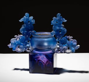 A Liuli Pate de Verre Dragon Vessel