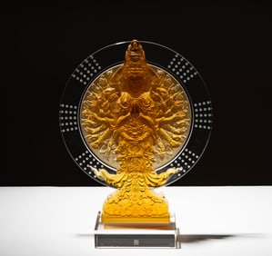 A Liuli Pate de Verre and Clear Glass Figure