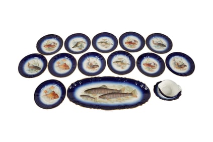 A Bavarian Porcelain Fish Service
