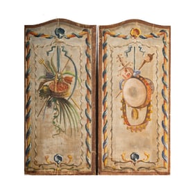A Pair of Tromp L'oeil Painted Canvas Panels