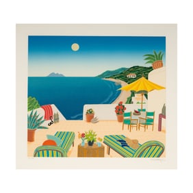 Thomas McKnight (B. 1941): Terrace Overlooking the Sea