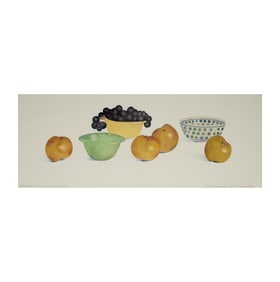 Susan Van Campen: Asian Pears with Grapes and Bowls