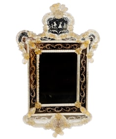 A Venetian Etched Glass Wall Mirror