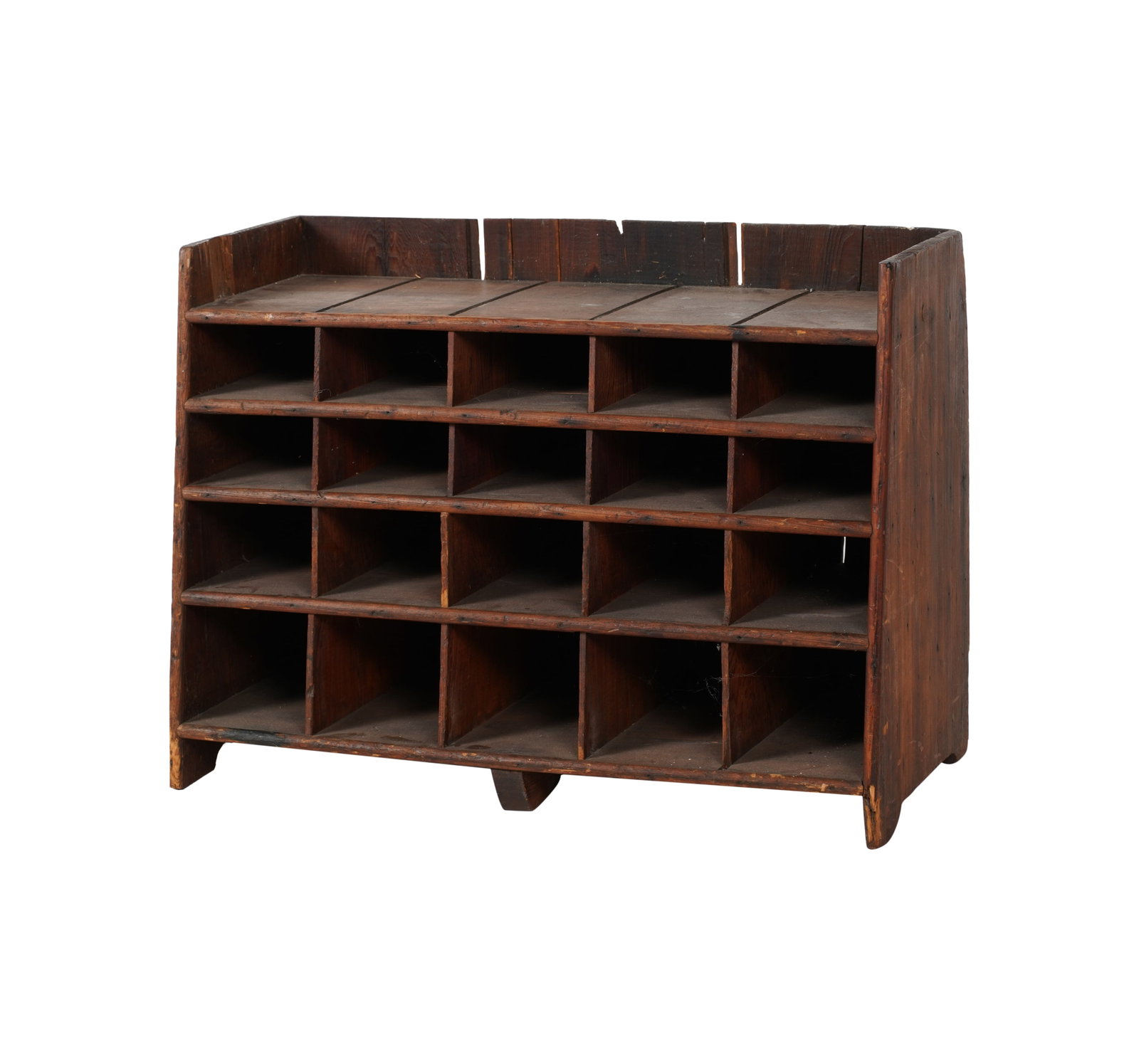 An Antique American Pine Pigeonhole Shelf: 19th century 18 x 25 x 11 1/4 in. (45.7 x 63.5 x 28.6 cm.)