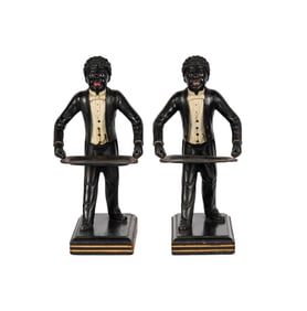 A Pair of Painted Wood Butler Figures