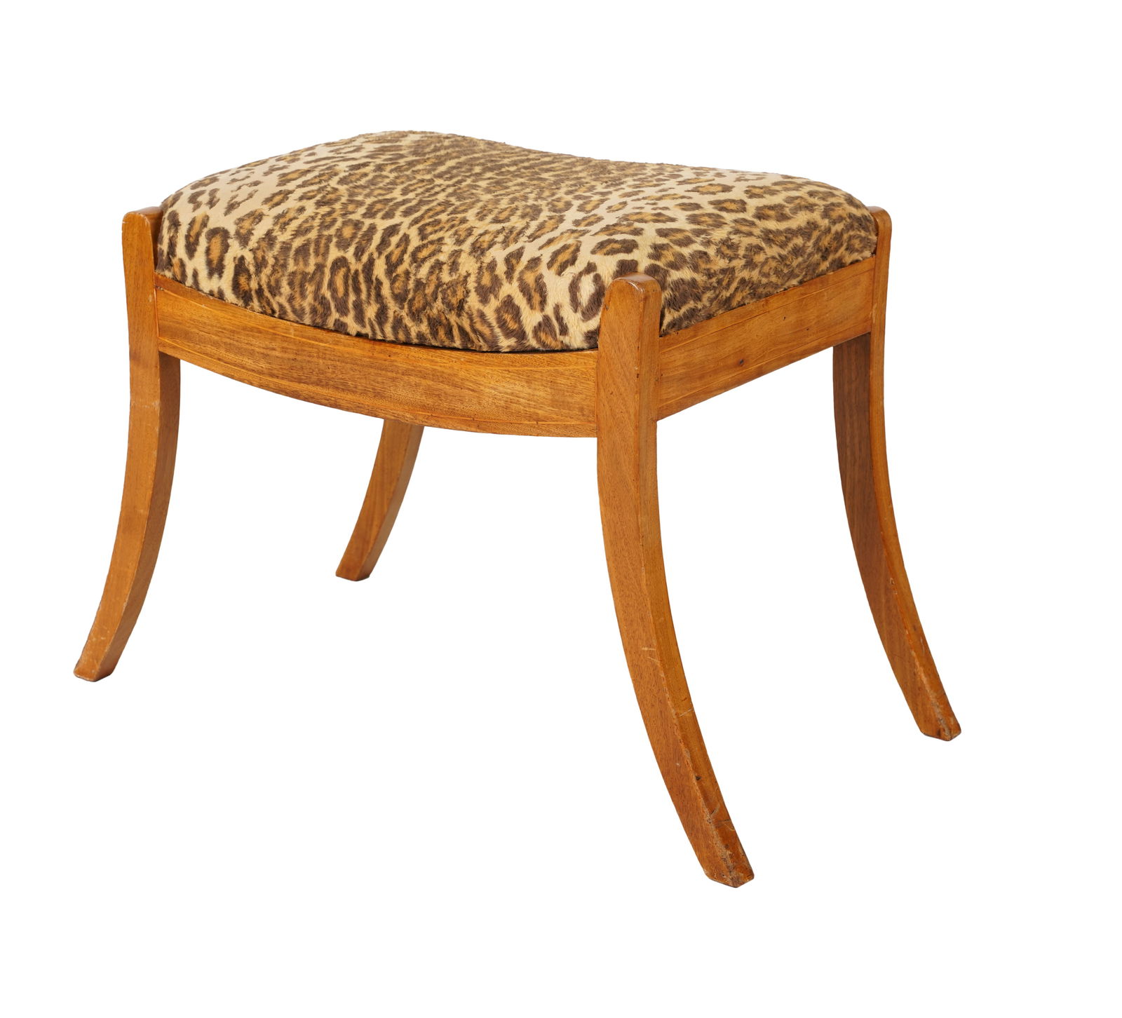 A Leopard Print Fabric-Covrered Wooden Stool (1 of 8)