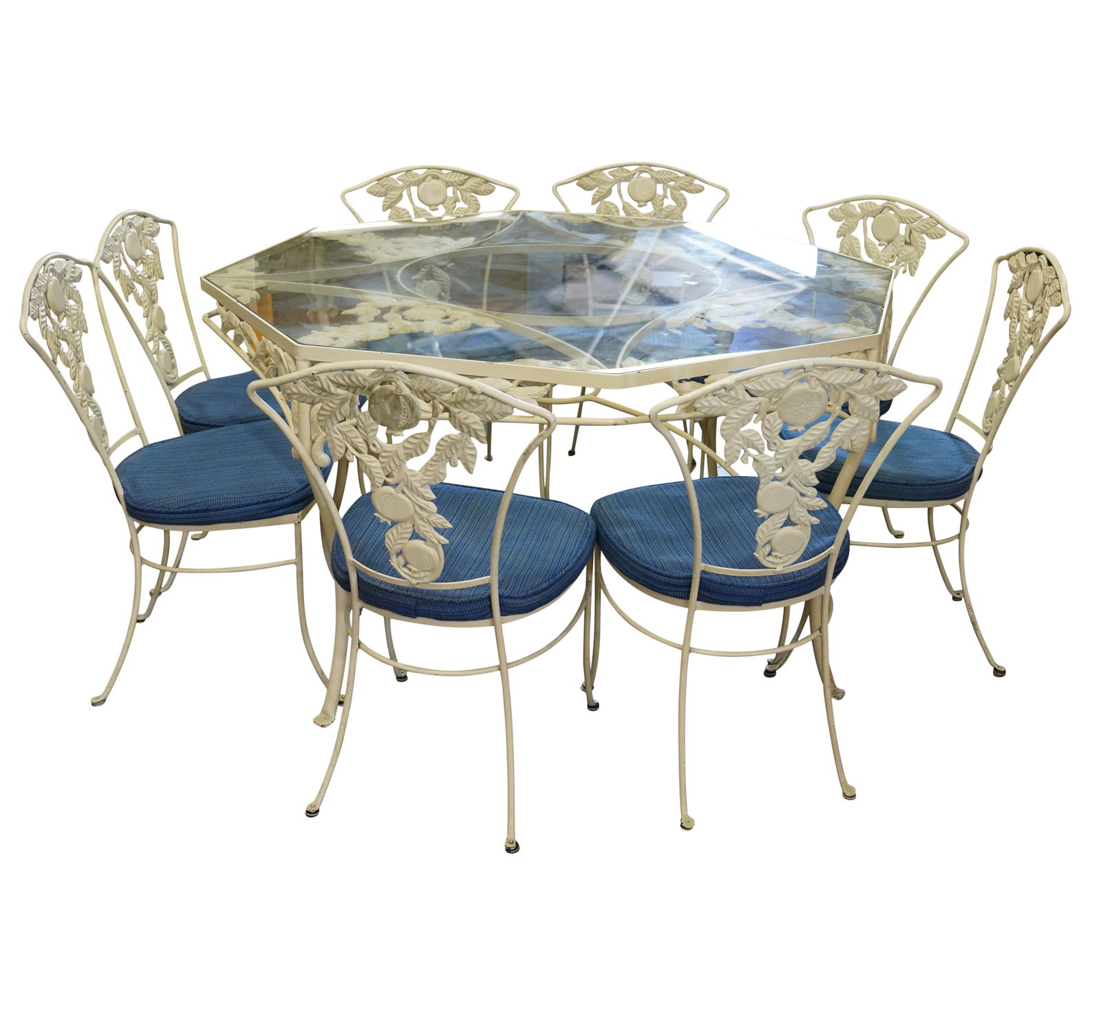 A White-Painted Cast Metal and Glass Patio Dining Set (1 of 12)