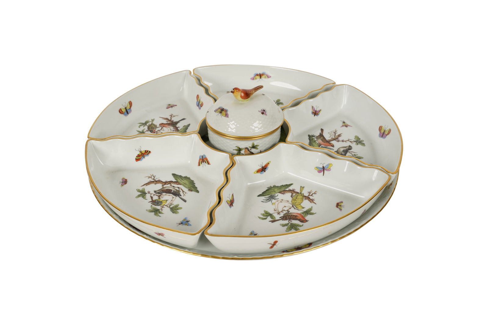 A Herend Rothschild Bird Porcelain Sweet Meat Dish (1 of 12)