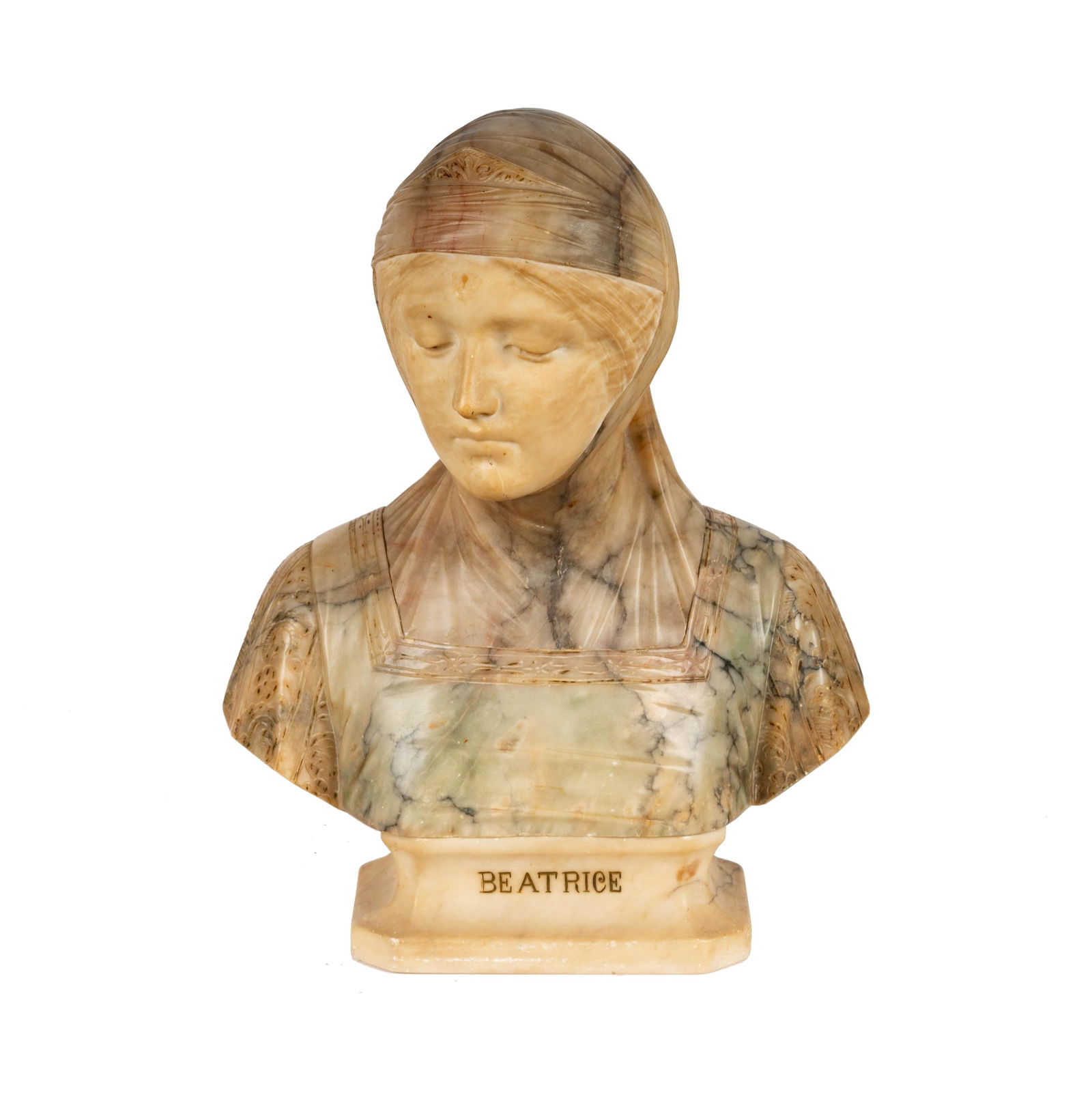 An Italian Carved Marble Bust of Beatrice (1 of 11)
