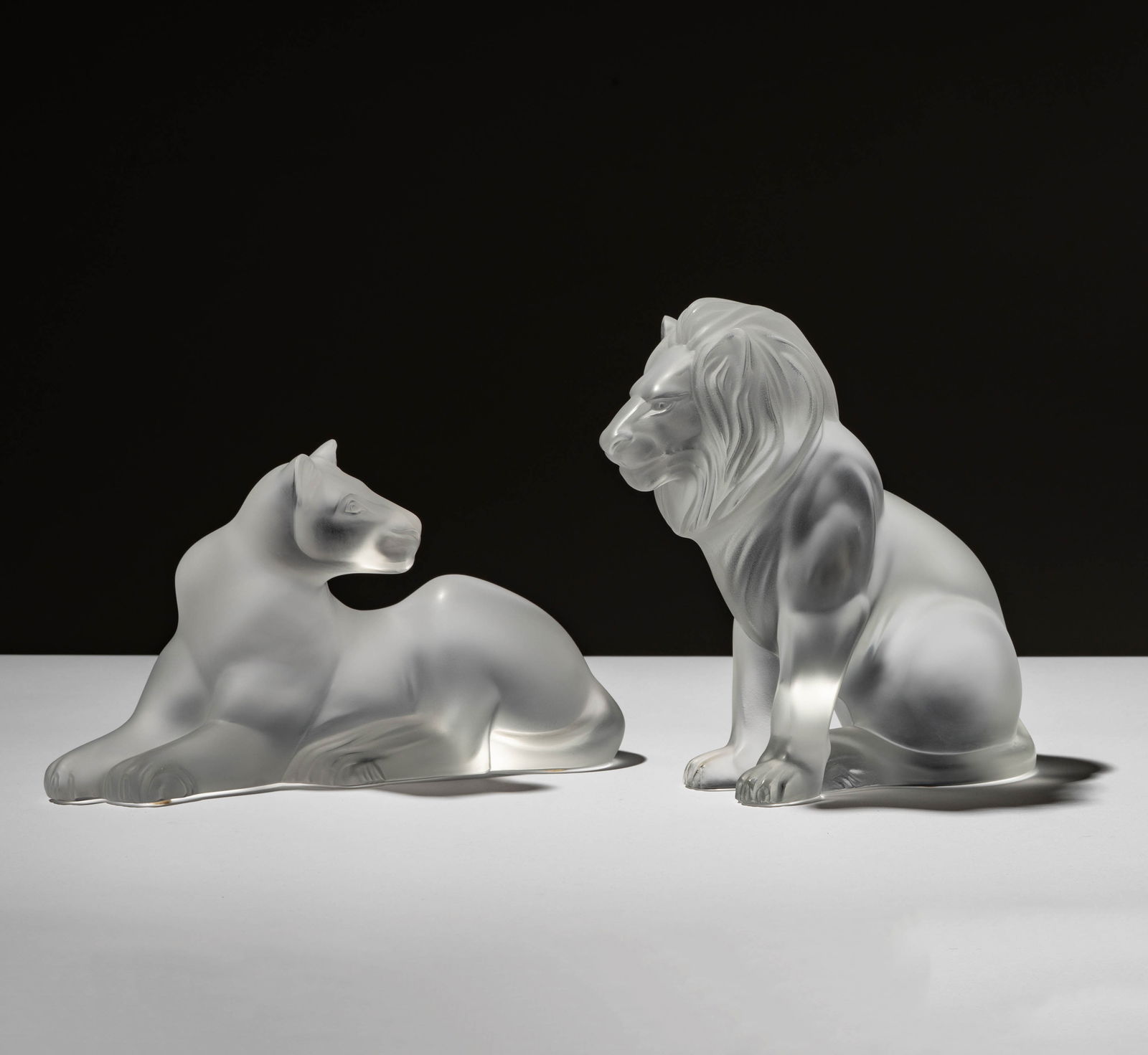 Two Lalique France Molded Glass Lion Figures (1 of 13)